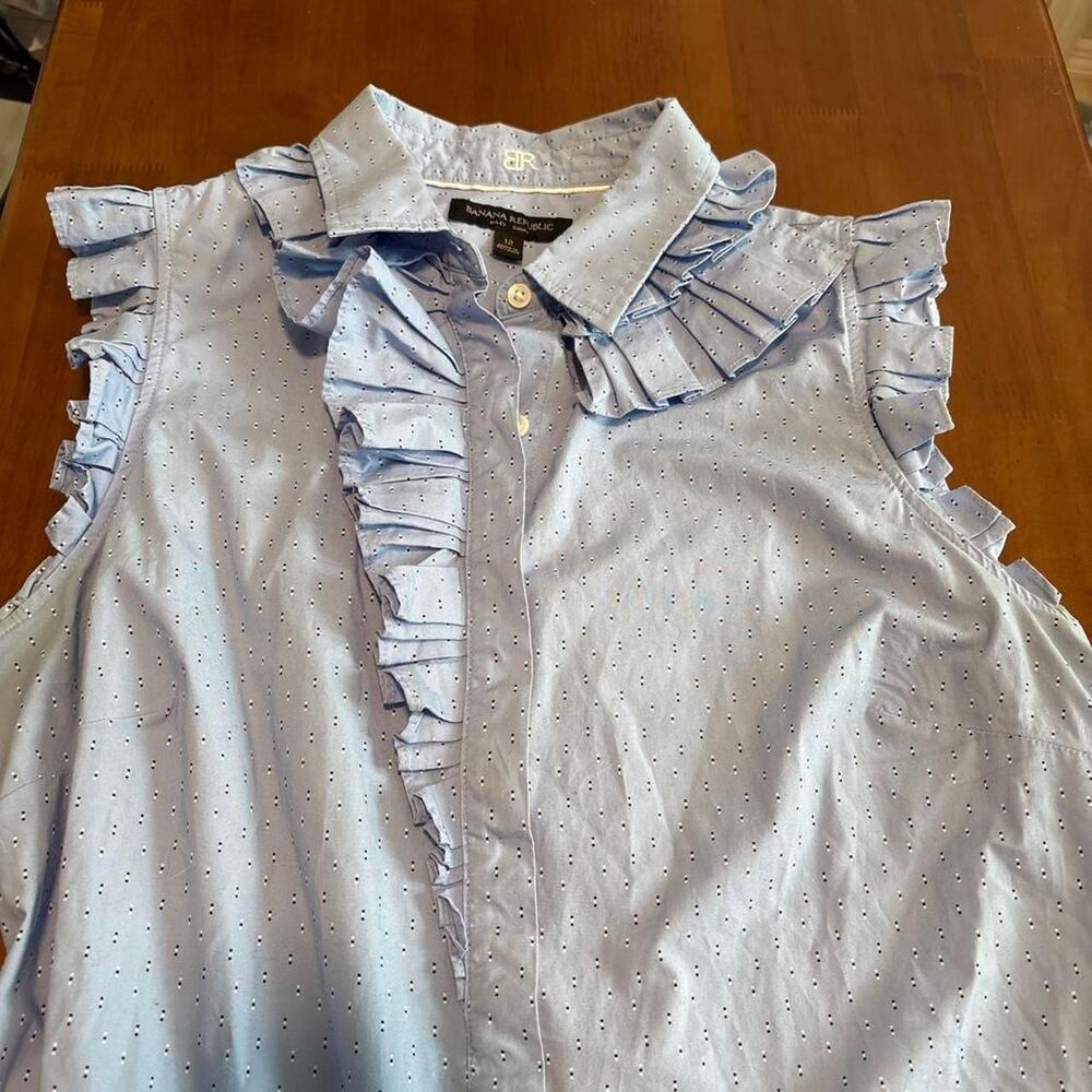 Banana Republic Women's Blue Ruffle Blouse | Size 12